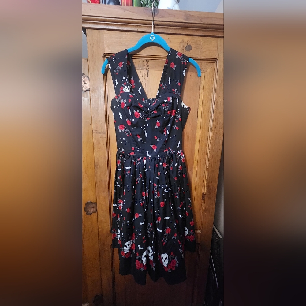 Hell Bunny Black and Red Skull Dress Size XS